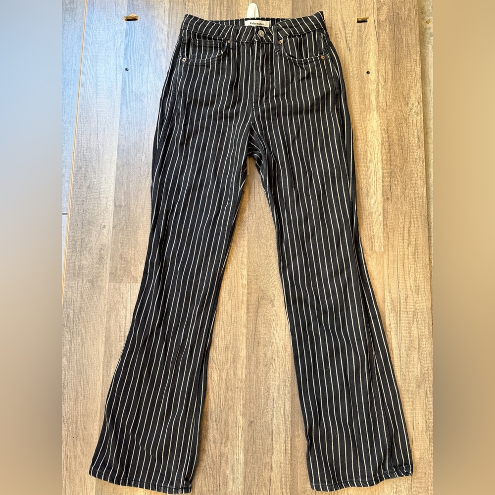 Reformation Georgia, pinstripe, high-rise  Black and White Striped High Rise 26